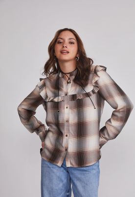 Blusa Mujer Volantes Café Sioux