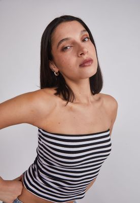 Imagen 2 del producto Peto Mujer Strapless Listado Negro Sioux