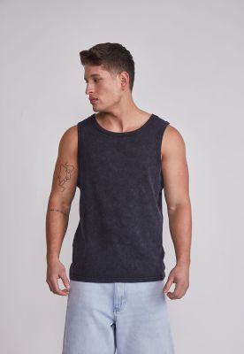 Polera Sin Manga Hombre Sin Manga Lavada Negro Sioux