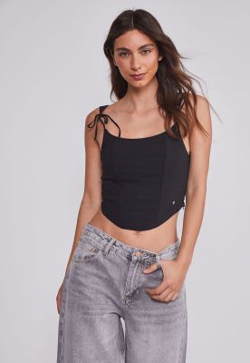 Peto Mujer Corset Estructura Negro Sioux