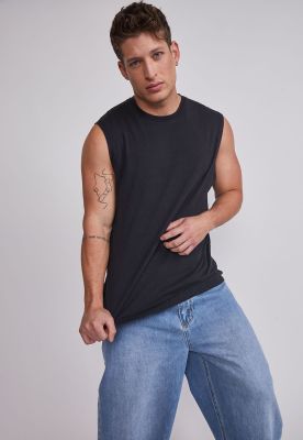 Imagen 2 del producto Polera Sin Manga Hombre Lavada Jersey Negro Sioux