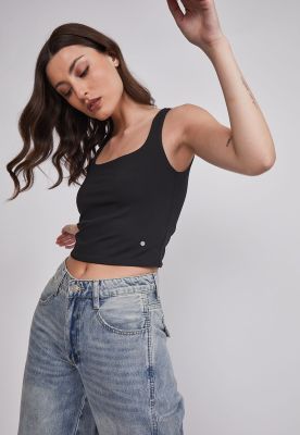 Imagen 2 del producto Peto Mujer Crop Elasticado Negro Sioux