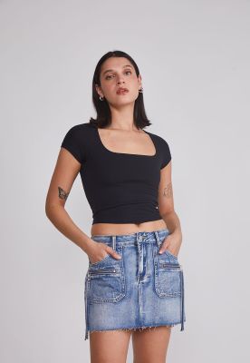 Polera Mujer Cuadrado Negro Sioux