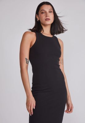 Vestido Mujer Largo Rib Negro Sioux