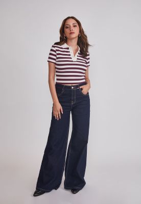 Imagen 2 del producto Polera Mujer Listada Con Cuello Burdeo Sioux