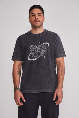 Polera Hombre Lavada Planet Gris Sioux