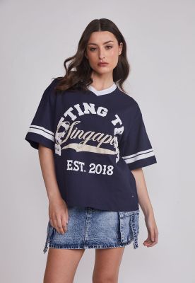 Polera Mujer Oversize Deportiva Azul Sioux