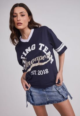 Imagen 2 del producto Polera Mujer Oversize Deportiva Azul Sioux