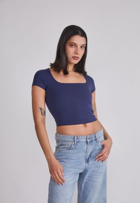 Polera Mujer Cuadrado Azul Sioux