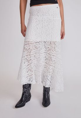 Falda Mujer Larga Encaje Blanco Sioux