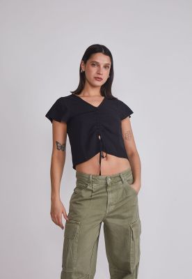 Blusa Mujer Amarra Frontal Negro Sioux
