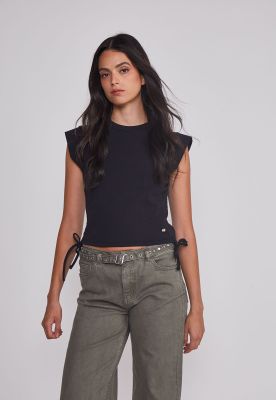 Imagen 1 del producto Polera Mujer Ajustador Costados Negro Sioux