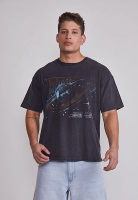 Polera Hombre Lavada Relaxed Negro Sioux