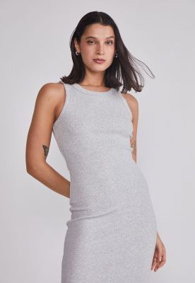 Vestido Mujer Largo Rib Gris Sioux