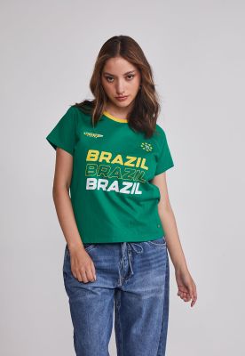 Polera Mujer Fútbol Brazil Verde Sioux