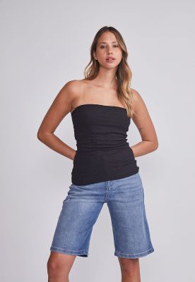 Peto Mujer Negro Strapless Texturado Sioux