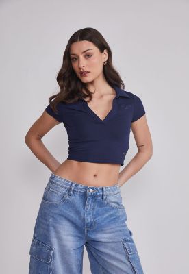 Imagen 1 del producto Polera Mujer Cuello Piqué Azul Sioux