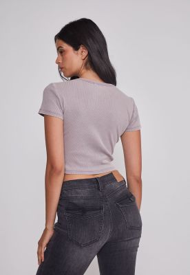 Imagen 2 del producto Polera Mujer Lavada Tachas Gris Sioux