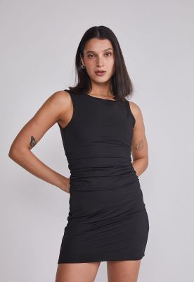 Vestido Mujer Recogido Cintura Negro Sioux