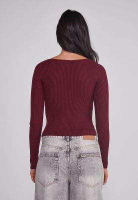 Imagen 2 del producto Sweater Mujer Acanalado Cuello Burdeo Sioux