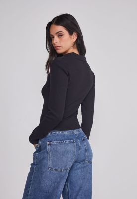 Imagen 2 del producto Polera Mujer Con Cuello Cierre Negro Sioux