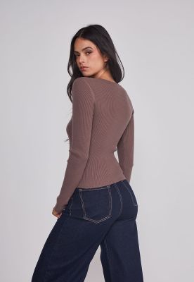 Imagen 2 del producto Sweater Mujer Acanalado Costura Café Sioux