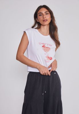 Polera Mujer Drinks Blanco Sioux