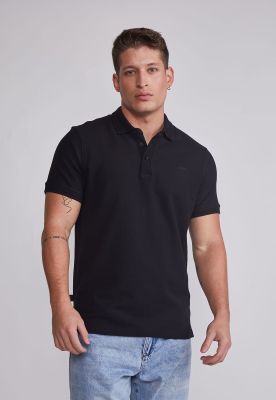 Polera Hombre Piqué Negro Sioux