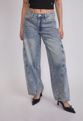 Jeans Mujer Wide Leg Costura Frontal Celeste Sioux