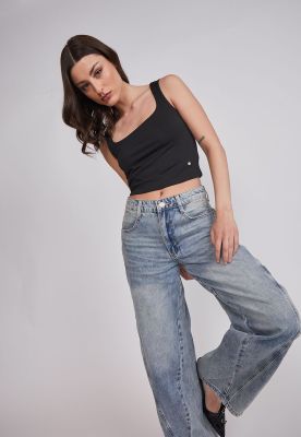 Imagen 2 del producto Jeans Mujer Wide Leg Costura Frontal Celeste Sioux