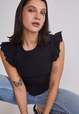 Imagen 2 del producto Polera Mujer Vuelos Mangas Negro Sioux