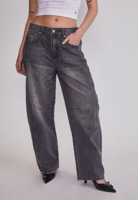 Jeans Mujer Baloon Costuras Gris Sioux