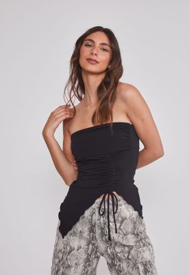 Peto Mujer Recogido asimétrico Negro Sioux