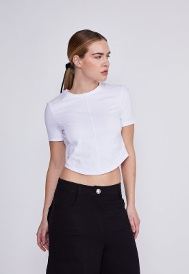 Polera Mujer Blanco Costuras Corset Sioux