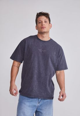Polera Hombre Lavado Bordado Gris Sioux
