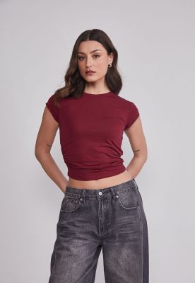 Polera Mujer Recogido Costados Burdeo Sioux