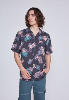 Camisa Hombre Flores Azul Sioux