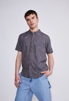 Camisa Hombre Gris Hojas Sioux
