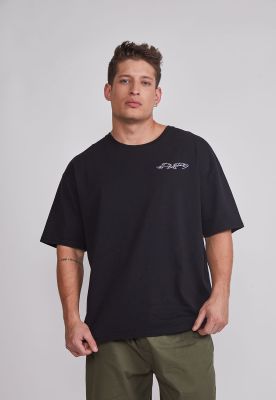 Polera Hombre Boxy Bordado Negro Sioux