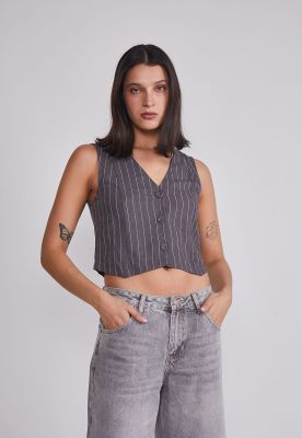 Vestido Mujer Sastrero Listado Gris Sioux