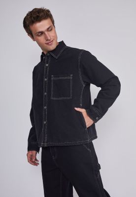 Chaqueta Hombre Denim Peluda Negro Sioux