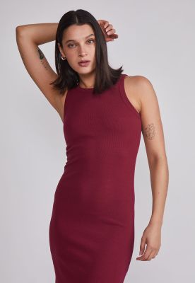 Vestido Mujer Largo Rib Burdeo Sioux