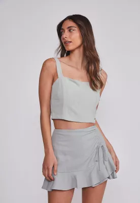 Blusa Mujer Lino Crop Verde Sioux