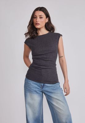 Polera Mujer Recogida Cintura Gris Sioux