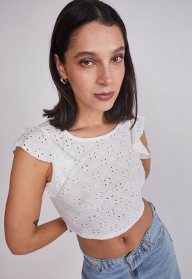 Imagen 2 del producto Polera Mujer Texturada Broderie Blanco Sioux