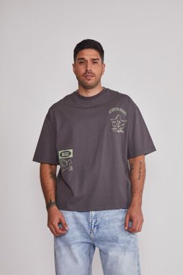 Polera Hombre Boxy Pegasus Gris Sioux