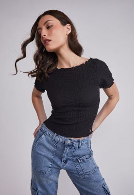 Imagen 2 del producto Polera Mujer Texturada Rulet Negro Sioux