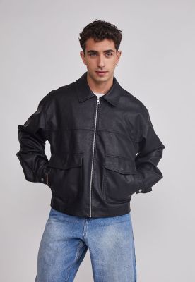 Chaqueta Hombre Eco Cuero Boxy Fit Negro Sioux