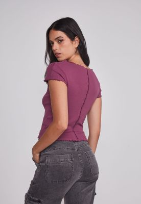 Imagen 2 del producto Polera Mujer Rulet Costura Burdeo Sioux