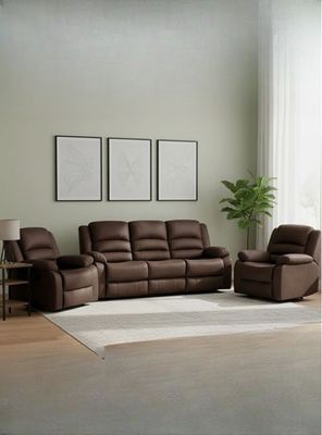 Living Sofá 3 Cuerpos Reclinable Martell Café + 2 Bergers 98060